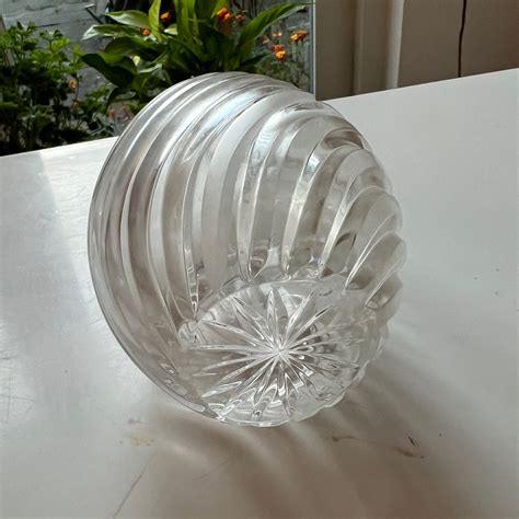 Lead Crystal Swirl Cut Glass Vase Vintage And Heavy Item Preloved