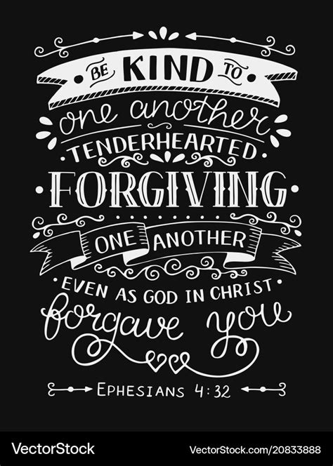 Hand Lettering With Bible Verse Be Kind To One Vector Image