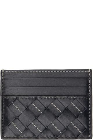 Bottega Veneta Black Intrecciato Credit Card Holder SSENSE