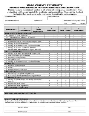 Fillable Online Morgan Student Evaluation Form Morgan State