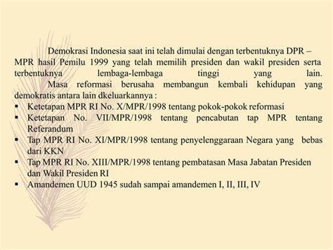 Pendidikan Kewarganegaraan Demokrasi Pancasila Era Reformasi 1998