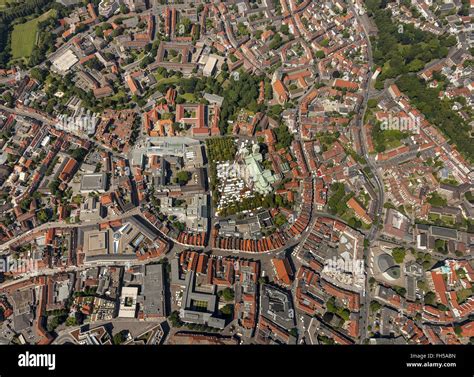 Aerial view Prinzipalmarkt historical Kaufmannstraße gabled houses