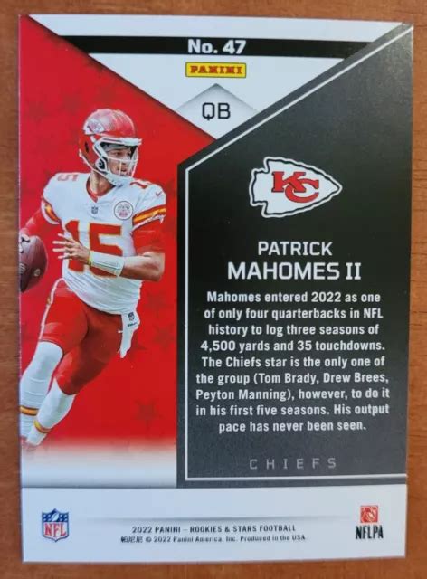 Panini Rookies Stars Vert Patrick Mahomes Ii Kansas City