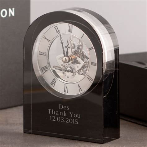 Personalised Dartington Curve Black Crystal Clock | The Gift Experience