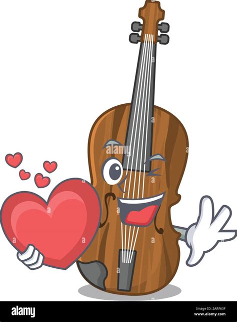 Funny Face violin cartoon character holding a heart Stock Vector Image & Art - Alamy