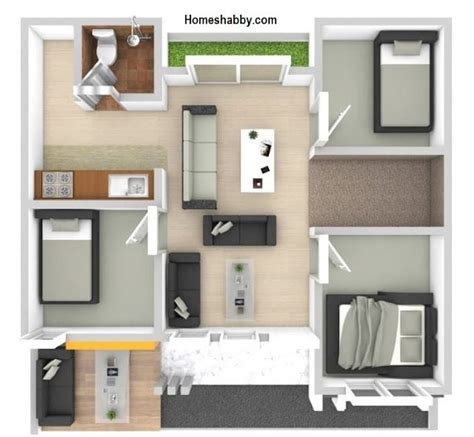 7 Inspirasi Denah Rumah 3 Kamar Tidur 1 Mushola Dalam Rumah Terbaru