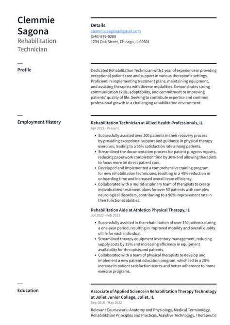 Top 18 Rehabilitation Technician Resume Objective Examples