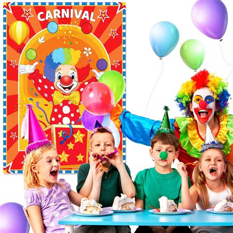 Carnival Circus Theme Party Games Pin The Nose On The Clown Game Carnival Birthday Party Game ...