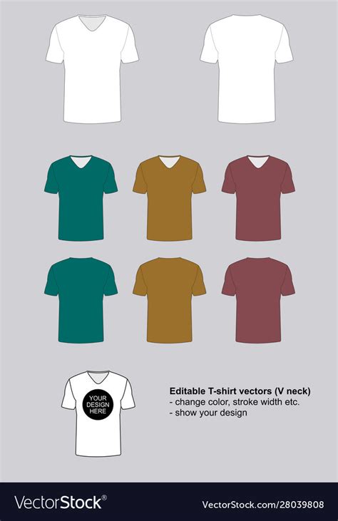 T Shirt Template V Neck Royalty Free Vector Image