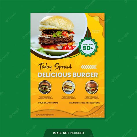 Premium Vector Chesee Burger Menu Flyer Template