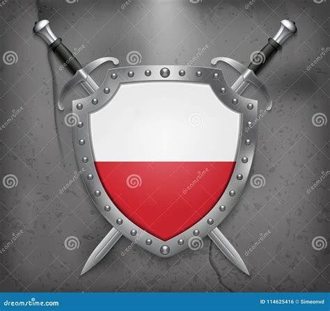 Flag Of Poland The Shield With National Flag Stock Vector