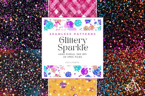 glittery sparkle seamless patterns graphic  cecily arts creative