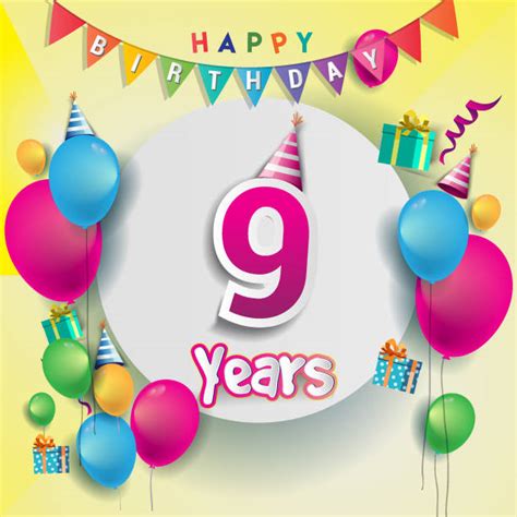Happy 9th Birthday Illustrations Royalty Free Vector Graphics And Clip
