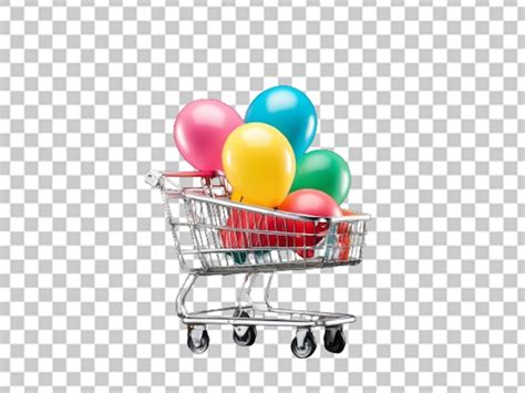 Premium Psd Colorful Balloons In A Shopping Cart