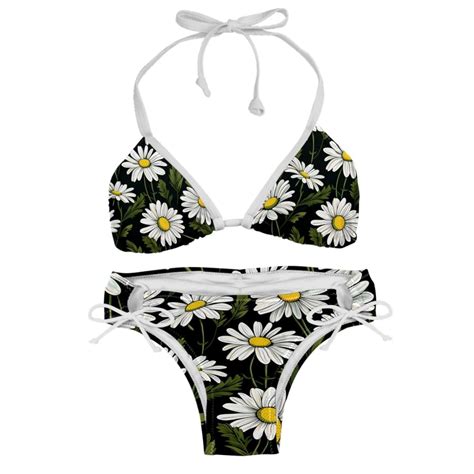 Daisy Detachable Sponge Adjustable Strap Bikini Set Swimsuit Two Pack