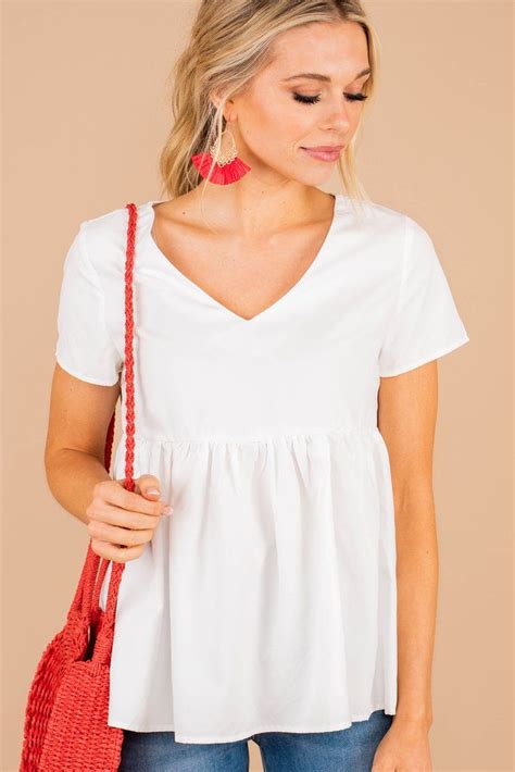 Cute Flowy White Babydoll Top Short Sleeve Top The Mint Julep