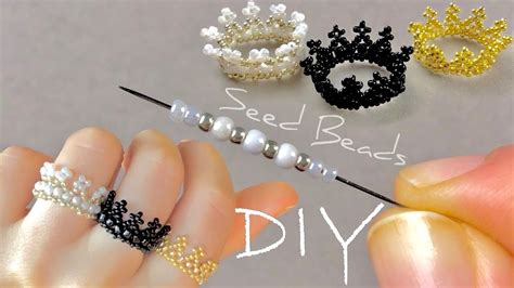 Crown Beaded Ring Seed Bead Crown Ring Tutorial Youtube