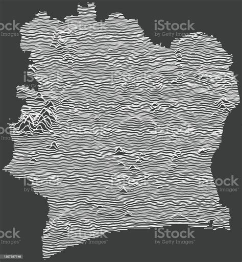 Ilustración De Mapa Topográfico Oscuro De Costa De Marfil Y Más