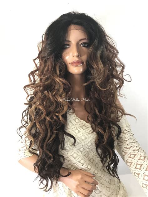 Balayage Messy Waves Human Hair Blend Multi Parting Lace Front Etsy