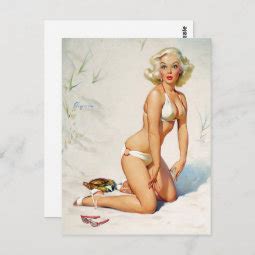 Blonde On Sand Pin Up Postcard Zazzle