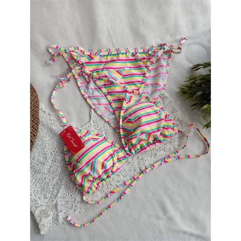 Jual Bk Rxo Triball Love Warna Warni Bikini Pantai Segitiga With Foam Shopee Indonesia