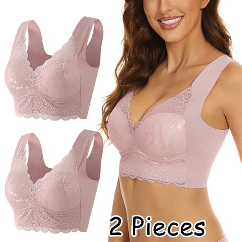 DondPO Plus Size Lingerie Bras For Women 2 Pieces Lace Bra Plus Size Bra Women Bralette Crop Top