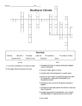 Weather And Climate Crossword Puzzle By Emily Bradley Tpt