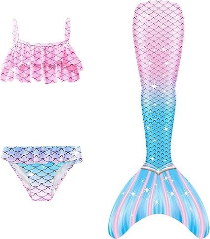LCpddajlspig 𝙈eerjung𝙛rauen𝙛losse Mädchen Mit Bikini Set Schwimm𝙛lossen Kinder 𝙈eerjung𝙛rau