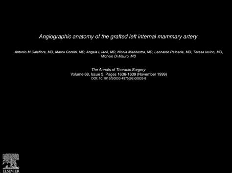 Angiographic Anatomy Of The Grafted Left Internal Mammary Artery Ppt