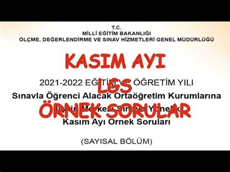 LGS KASIM AYI MATEMATİK ÖRNEK SORULARI VE ÇÖZÜMLERİ 2021 2022 YouTube