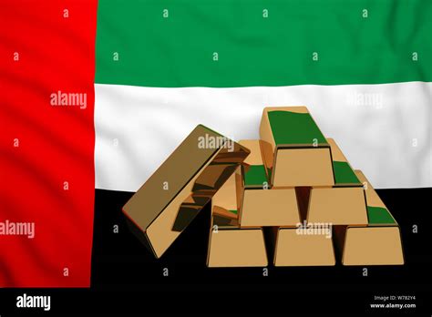 Gold Bars On Flag Uae 3d Rendering Stock Photo Alamy