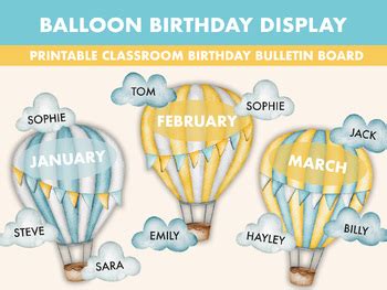 Hot Air Balloon Birthday Bulletin Board Kit Birthday Display Bulletin Boards