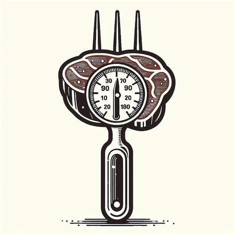 Premium Vector Meat Thermometer Fork Silhouette Line Art Vector Illustration On White Background