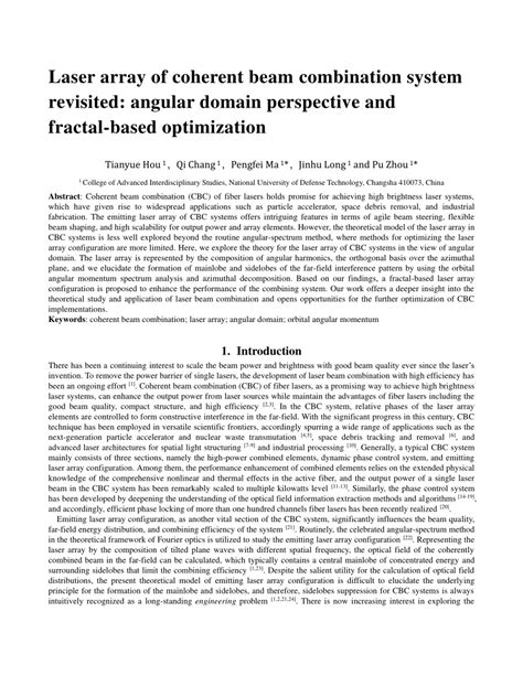 Pdf Laser Array Of Coherent Beam Combination System Revisited
