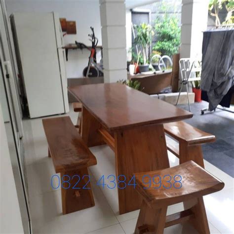 Jual Meja Kursi Cafe Bangku Makan Kayu Meh Suar Trembesi Dining Table