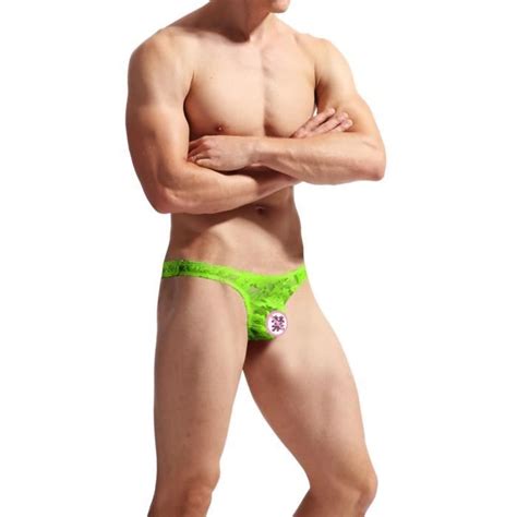 Lot De String Homme Sexy T Back Ouvert Fesse Nue Slip G String Thong Jockstrap Bikini Vert