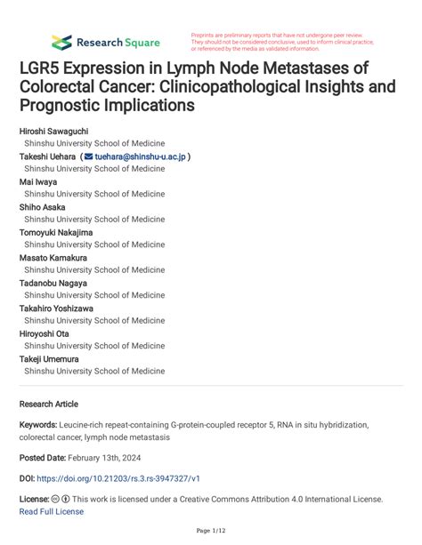 PDF LGR5 Expression In Lymph Node Metastases Of Colorectal Cancer