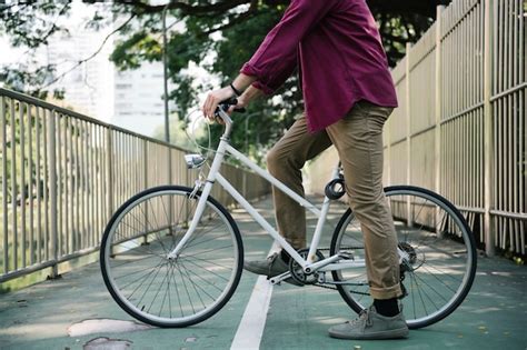 Premium Photo Casual Cycling In A Park