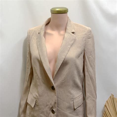 Nude Linen Premium Coat Blazer Women S Fashion Coats Jackets And Outerwear On Carousell