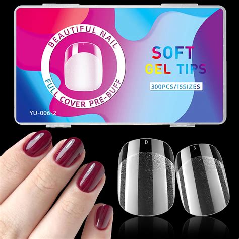 Amazon Luckforever Pc Medium Coffin Gel X Nail Tips Clear Fake