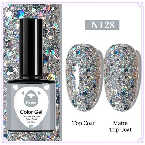 Rsiiey Nail Polish Gel Nude Color Fine Glitter Large Sequins Macaron Color Phototherapy Glue