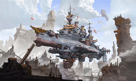 Steampunk Airships Battle