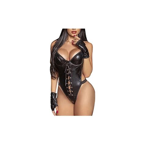 Miodlkadaa Bodydoll Lingerie Sexy Leather Bandage Patchwork Stampa Biancheria Intima