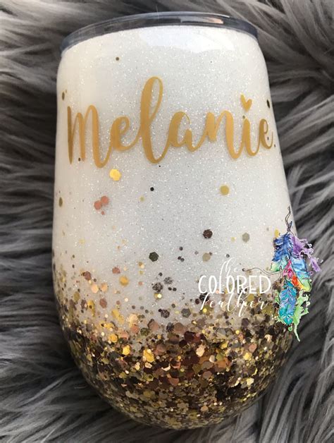 Ombr Tumbler W Name Glitter Wine Glasses Diy Diy Wine Glasses