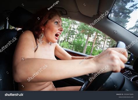 Chic Nude Woman Behind Wheel Car Stock Photo Shutterstock