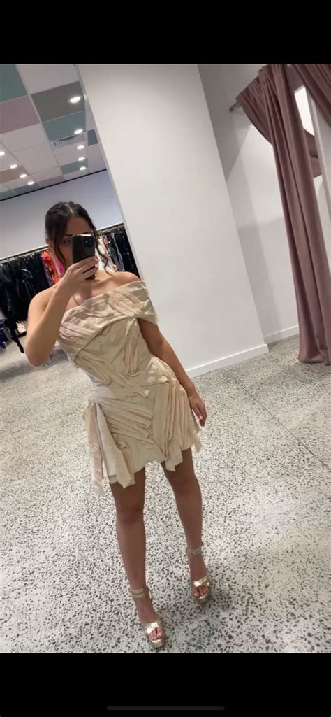 Toni Maticevski DNA Silverfox Mini Dress Steel Nude Dresses 4 Hire