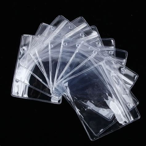 10PCS/set Horizontal ID Badge Holder With Zipper transparent Plastic Badge Holder Accessories-in ...