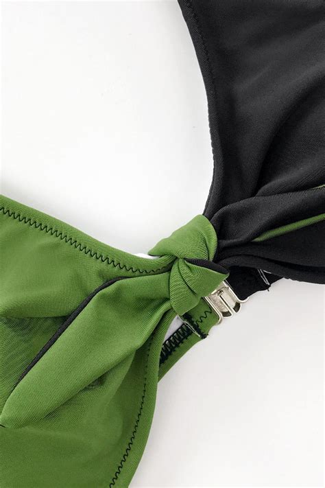 Gr Ner Und Schwarzer Bikini Mit Bowknot Cupshe Deutschland