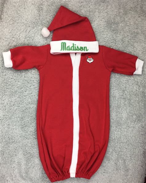 Personalized Baby Christmas Outfit Baby Christmas Gown Baby Santa Hat ...