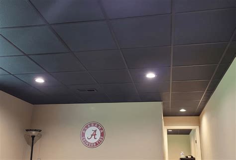 black drop ceiling grid